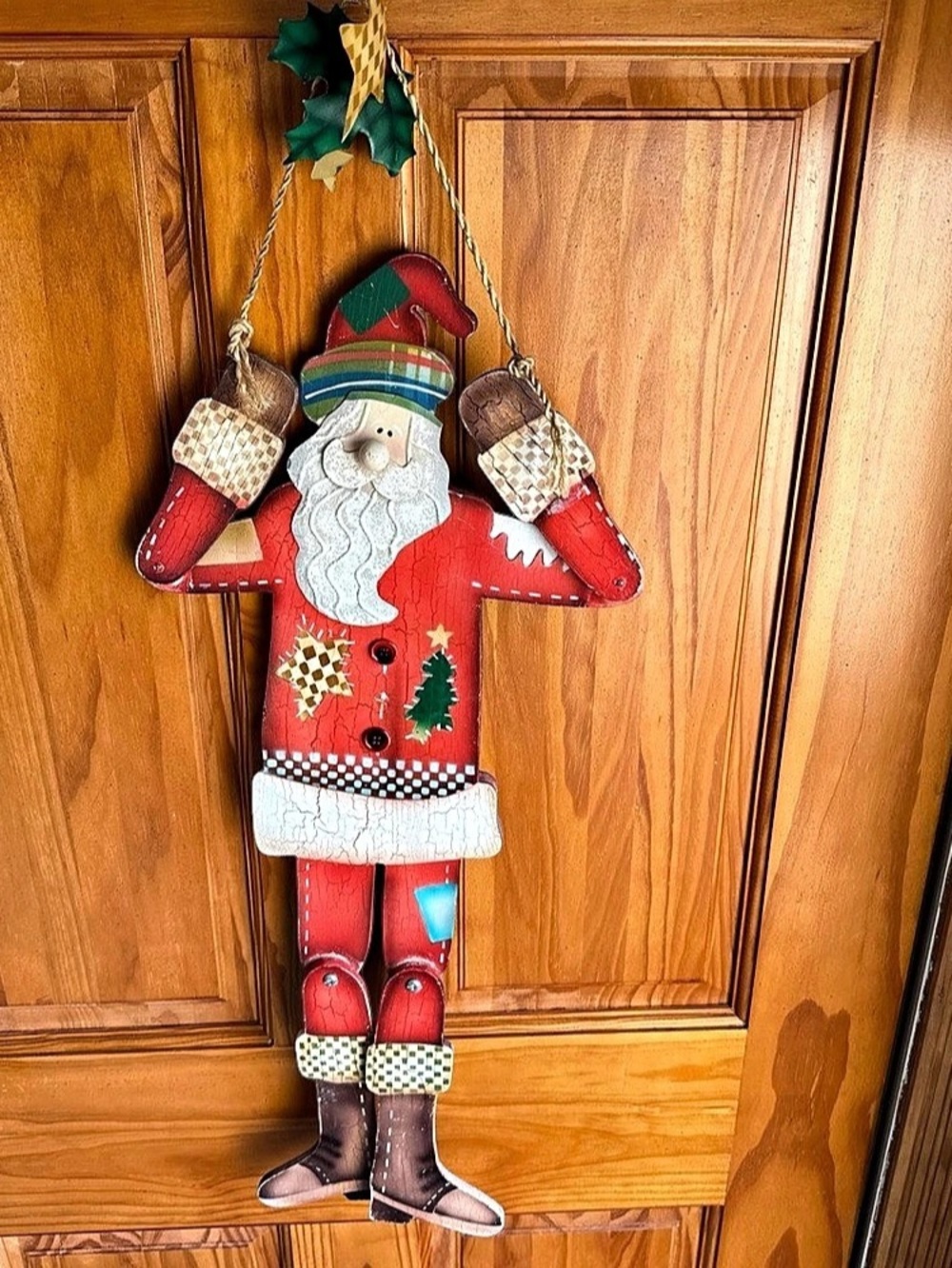 Vintage Santa Hanging Holiday Decor Red & Green